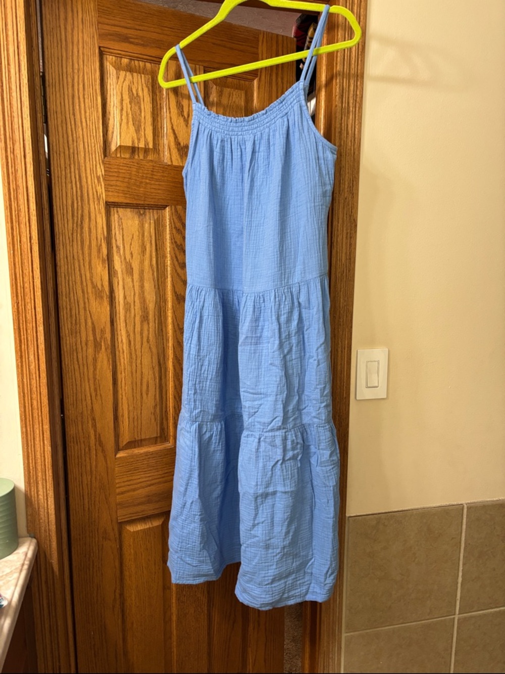 Light Blue Tiered Maxi Dress with Spaghetti Straps